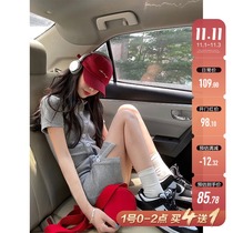 Spot Barbie American polo collar dress summer 2021 new female waist college style slim knitted skirt