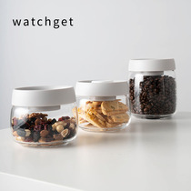 watchget glass sealed jar vacuum coffee beans tea food dry goods storage tank kitchen storage
