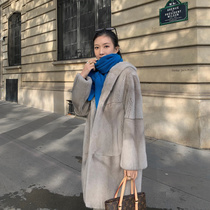 MSBEAST imported velvet mink fur coat medium and long mink coat Female whole mink hooded profile