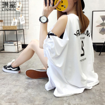 2021 new short-sleeved t-shirt womens loose Korean design sense niche half-sleeve heart machine top foreign style ins tide