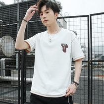 Mens short-sleeved T-shirt 2021 summer new base shirt Korean version of the trend half-sleeve mens clothes