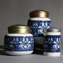 God-Carved Ceramic Tea Leaf Jar Large Number Deposit Tea Jar Sealed Jar Storage Jar Green Flower tea Puer Tea Box Tea Box Jar