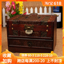 Antique wood comb Makeup Cartridge Mirror With Lock Retro Containing Box Streaming SuStep Rocking First Accessories Box Wood Box Wedding Gift