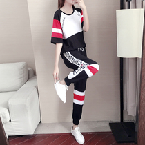 Hong Kong Tide Brand Sports and Leisure Set Womens 2021 Summer New Korean Fashion Slim Trends Two Piece