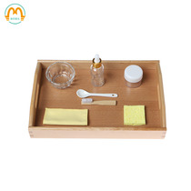 Montessori daily life teaching aids take care of yourself polish clean brush copper and silverware work set