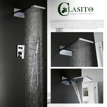 Kashitu all copper concealed wall shower set pressurized flying rain waterfall top spray into wall mixing valve