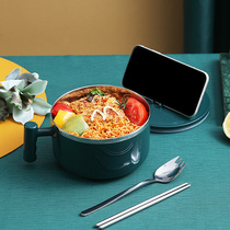 Han Prints wind student Blister Bowl with cover Dormitory Home Cutlery Suit Single Bowl and chopsticks for dinner and anti-burn
