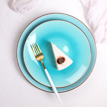 8-inch crack glazed ceramic disc household creative 10-inch Western steak plate restaurant table decoration plate