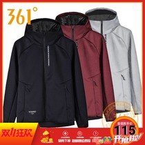 361 Degree Womens 2019 Winter New plus velvet hooded cardigree sweater womens 361 sportswear women casual coat tide