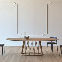 Nordic conference table designer table oval desk solid wood desk creative work table model room furniture