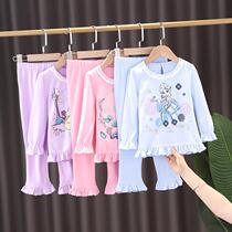 Autumn new girls home clothes set Small Children Baby two sets of little girl cartoon cotton pajamas