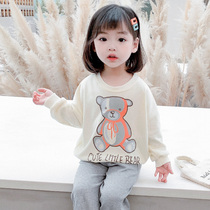Girls Sweatclothes Spring and Autumn Cotton Thin 2021 New Children 3 Years Old Girl Baby Children Autumn Style Style Top Autumn