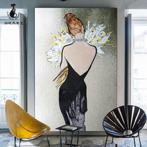 Cats eye glass portrait mosaic fine cut painting background wall Simple modern living room entrance puzzle corridor mural