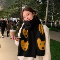 Day Ensemble Cute Little Bear Scarves 2021 Winter New womens autumn Winter 100 lap net red with soft and warm dual-use surrounding neck