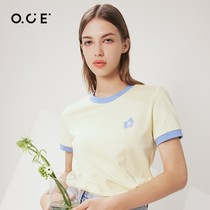OCEt shirt women 2021 new summer short women loose cotton body shirt short sleeve casual round neck top