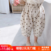 Girls wide leg pants foreign style thin pants baby Haren pants big pp pants summer Children Baby mosquito pants cotton linen