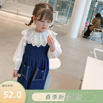 Little pudding baby baby childrens clothing baby Autumn dress foreign Suit Girl spring Korean dress children Net Red Spring Autumn dress