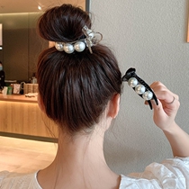 South Korea hair catch Pearl hair card back head grab clip fixed temperament ball head hair curler Net red hairclip headgear