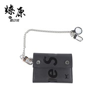 Supreme Louis Vuitton LV Rivets Chain black chain Three-fold wallet Money clip
