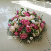 Simulation round table flower hotel lobby restaurant simulation flower decoration table European and American western forest business