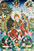 Nepalese Lama mine color pure gold hand-painted Tibetan Buddha card view religious support thangka giant Lotus Master