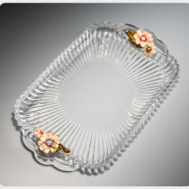 Enamel glass tray living room rectangular crystal creative European large fruit basin dried fruit tray tea tray