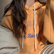 EKOOL custom letter printing pullover hooded velvet sweater womens autumn and winter thickened loose casual jacket jacket