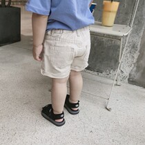 Male and female childrens meals Little Fan Summer Scout children Hair Side Denim Shorts Baby Cotton Splicing Curl Pants Tide