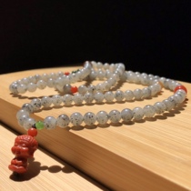 (Support re-inspection) Xishi Xinjiang Hetian jade blue and white jade seed material multi-circle bracelet bracelet bead chain hanging chain Buddha beads