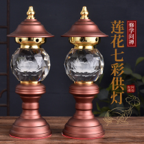 A pair of crystal led lotus lanterns Buddha lights for long lights Home worship Buddha lights in front of lights Guanyin lights plug-in