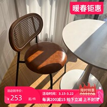 Nordic Leaning Back Chair Subnet Red Bamboo Rattan Light Extravagant Dining Chair Home Fashion Casual Chair Modern Minima Creative Coffee Chair