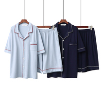 2020 Pure Cotton Pyjamas Women Summer Lovers Full Cotton Thin shorts shorts short sleeve cardiovertresses Residence Suit Men