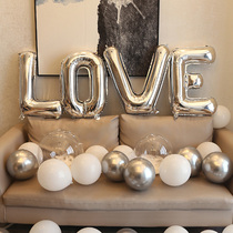 Proposal White LOVE Aluminum Film Balloon Valentines Day Wedding Birthday Party Romantic Creative Decoration Kit