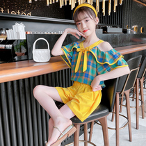 Girl T-Shirt Summer Suit Short Sleeve Straight Shoulder Pure Cotton Summer Dress CUHK Child Summer Half Sleeve Tide 2022 New Korean Version