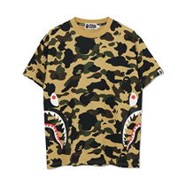 (Domestic Spot) Snow State Sauces Bape Womens Olai Folding Onto the Colorful Side Shark Short Sleeve T-shirt