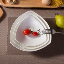 Kitchen supplies Jingdezhen household pure white bone porcelain triangle soup plate pasta rice plate salad dish ceramic plate