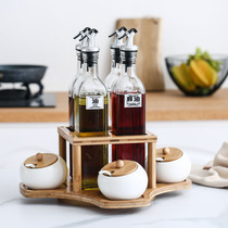Creative kitchen table seasoning tank seasoning bottle set Household glass seasoning box Oil bottle combination set can be rotated