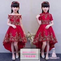 Chinese style girls birthday evening dress Princess dress flower children wedding dress autumn