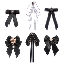 Collar flower female JK uniform Japanese bow tie clothing accessories sweater shirt Joker black and white ribbon bow tie