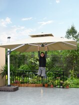 Rattan facing outdoor umbrella Courtyard umbrella Parasol stall Big sun umbrella Garden villa custom printed outdoor Roman umbrella