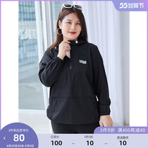 (Qingkura RMB100 ) Large code Female dress Fat younger sister Spring clothing Sports Wind zipper Lianhood sticker Loose Sweatshirt