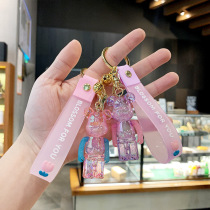 Violent Bear Lock Spoon Creative Cartoon Acrylic Cute bag small pendant bag Hanging Accessories Chain Ring Car Key Buckle