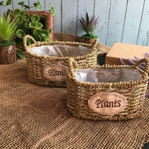 Flower basket decorative rattan flower pot straw woven multi-meat home woven small flower basket flower arrangement Straw flower pot portable Straw flower pot