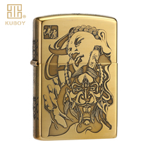 kuboy cool treasure kerosene lighter pure copper Buddha magic five-sided carving personality windproof mens creative gift
