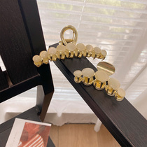 Cat Eye Stone Grip Clip Female Summer Large Rear Brain Spoon Golden Clip Head Adorned Shark Clip Hairpin Clip Netting Red 2021 New