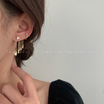 European and American zircon tassel earrings one-piece ear clip female 2021 New Tide Cold wind earrings earrings earrings