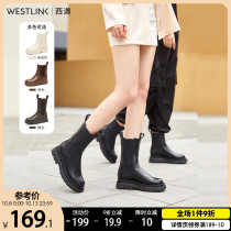 West Yun thick-bottom Martin boots female 2021 new spring and autumn boots British style Chelsea boots