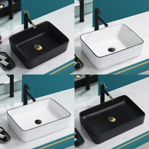 Nordic ceramic wash basin square personality table basin Black bathroom artistic creative wash basin Household