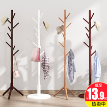 Solid wood coat rack floor-to-ceiling bedroom built-in living room hanging clothes rack household single-pole vertical simple hanging bag rack