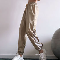 2021 new mesh pants elastic lace-up sports casual pants closing yoga pants quick dry fitness ankle-length pants women